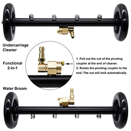 Twinkle Star 16 Inch Dual-Function Undercarriage Cleaner, Surface Cleaner for Pressure Washer, Underbody Car Wash Water Broom with 2 Piece Extension Wand and 90 Degree Angled Wand, 4000 PSI - Twinkle Star