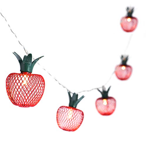 Twinkle Star 10 LED Apple String Lights Metal Mesh Battery Operated Fairy String Lights for Bedroom Wedding Indoor Outdoor Home Party - Twinkle Star