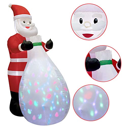 Twinkle Star Christmas Inflatables Lighted Santa Claus with a Gift Bag, Blow Up Indoor Outdoor Xmas Decor Lawn Yard Garden Decorations - Twinkle Star