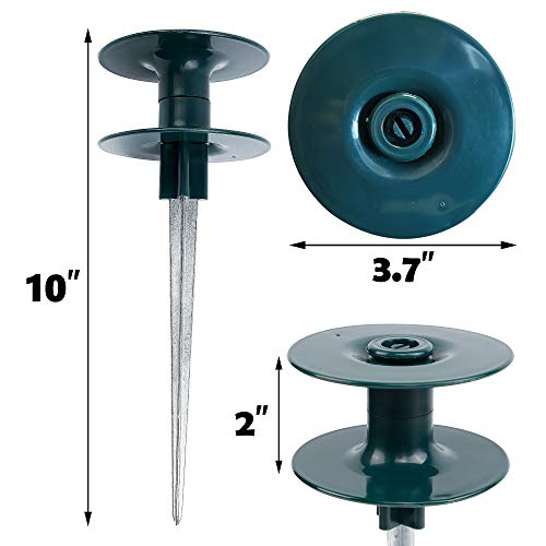 Twinkle Star 10 Inch Garden Hose Guide Spike, Rust Free Zink Sturdy Metal Stake, Heavy Duty Dark Green Spin Top, Keeps Garden Hose Out of Flower beds, for Plant Protection, 2 Pack - Twinkle Star