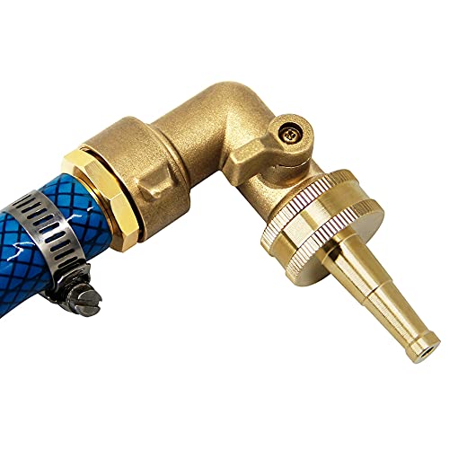 Twinkle Star 90 Degree Garden Hose Elbow with Shut Off Valve 2 Pack, 3/4" Heavy Duty Hose Adapter with 2 O-rings, Solid Brass Gooseneck Garden Hose Connector - Twinkle Star