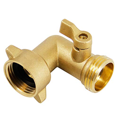 Twinkle Star 90 Degree Garden Hose Elbow with Shut Off Valve 2 Pack, 3/4" Heavy Duty Hose Adapter with 2 O-rings, Solid Brass Gooseneck Garden Hose Connector - Twinkle Star