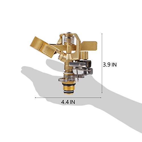 Twinkle Star 1/2 Inch Brass Impact Sprinkler, Heavy Duty Sprinkler Head with Nozzles, Adjustable 0-360 Degrees Pattern, Watering Sprinklers for Yard, Lawn and Grass Irrigation, 3 Pack - Twinkle Star