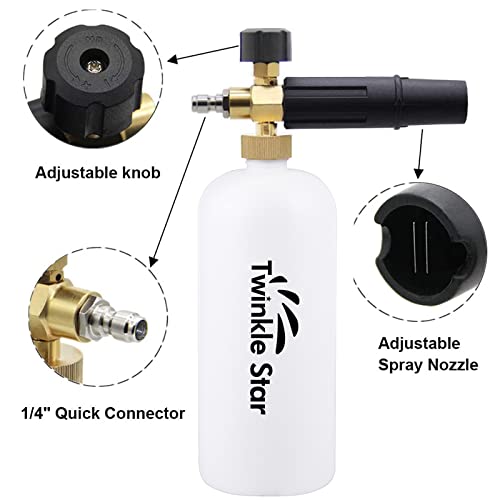 Twinkle Star Foam Cannon 1 L Bottle Snow Foam Lance with 1/4" Quick Connector, 5 Nozzle Tips for Pressure Washer - Twinkle Star