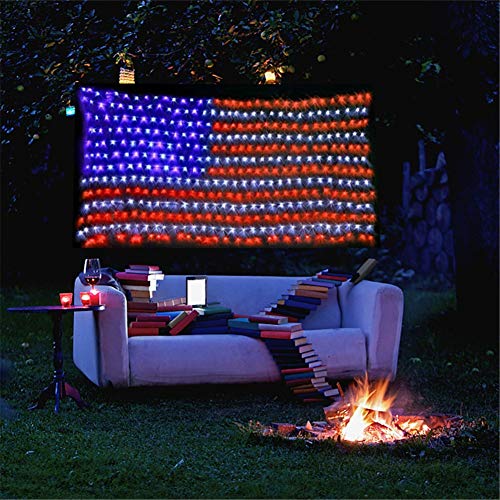 Twinkle Star American Flag Patriotic Lights (Super Larger & Safer), Outdoor Lighted USA Light String Waterproof Hanging Ornaments for Independence Day, July 4th, National Memorial Day - Twinkle Star