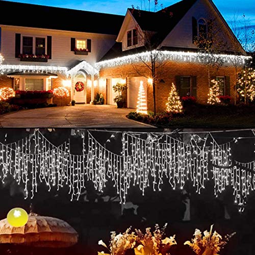 Twinkle Star 360 LED Christmas Icicle Lights Outdoor Dripping (Cool White) - Twinkle Star