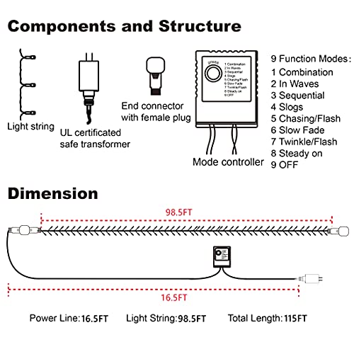 Twinkle Star LED String Lights, Plug in String Lights 8 Modes Waterproof for Indoor Outdoor Christmas Tree Wedding Party Bedroom (Purple, 99 ft) - Twinkle Star