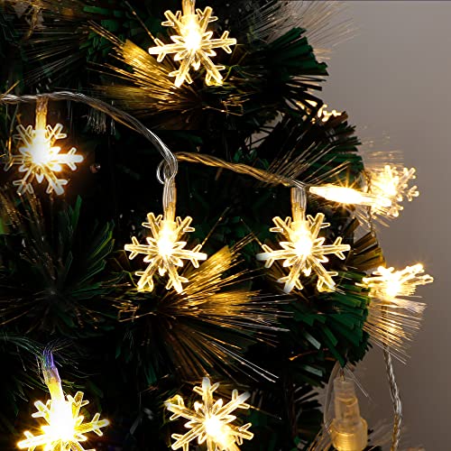 Twinkle Star 100 LED Christmas Snowflake String Lights, 49 FT Plug in Fairy Light Waterproof, Extendable for Indoor Outdoor Holiday Wedding Party, Xmas Tree, New Year, Garden Decorations (War - Twinkle Star