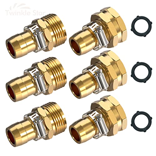 Twinkle Star Garden Hose Repair Connector with Clamps, Male and Female Garden Hose Fittings, 3 Set - Twinkle Star