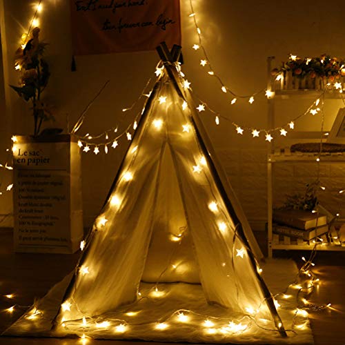 Twinkle Star 40 LED 14 FT Star String Lights Battery Operated, Fairy String Light for Home, Ramadan Party, Christmas, Wedding Party, Garden Decorations, Warm White - Twinkle Star