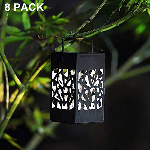 Twinkle Star 8 Pack Outdoor Solar Lanterns Hanging Solar Lights with Handle, Christmas Garden Tree Yard Patio Holiday Decorations - Twinkle Star