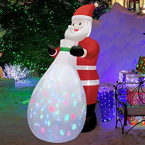 Twinkle Star Christmas Inflatables Lighted Santa Claus with a Gift Bag, Blow Up Indoor Outdoor Xmas Decor Lawn Yard Garden Decorations - Twinkle Star