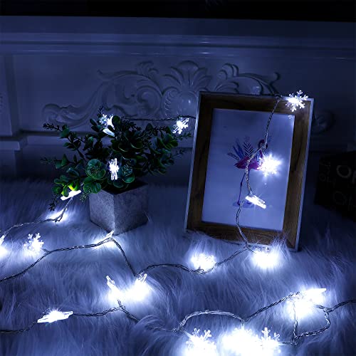 Twinkle Star 100 LED Christmas Snowflake String Lights, 49 FT Plug in Fairy Light Waterproof, Extendable for Indoor Outdoor Holiday Wedding Party, Xmas Tree, New Year, Garden Decorations (Whi - Twinkle Star