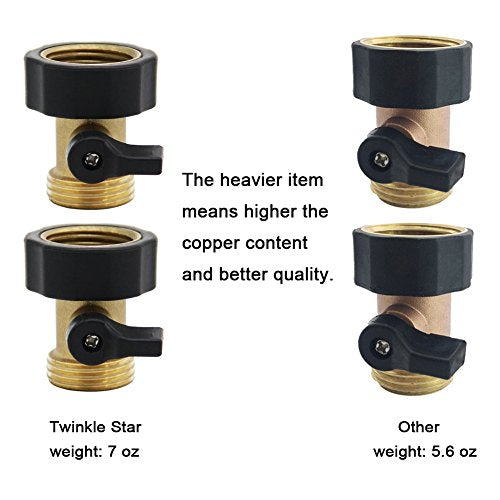 Twinkle Star Heavy Duty Brass Shut Off Valve Garden Hose Connector, Set of 2, TWIS3001 - Twinkle Star