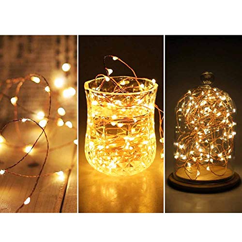 Twinkle Star 200 LED 66 FT Copper Fairy String Lights 8 Modes LED, USB Powered with Remote Control for Christmas Tree Wedding Party Home Decoration, Warm White - Twinkle Star