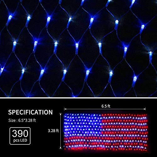 Twinkle Star American Flag Patriotic Lights (Super Larger & Safer), Outdoor Lighted USA Light String Waterproof Hanging Ornaments for Independence Day, July 4th, National Memorial Day - Twinkle Star