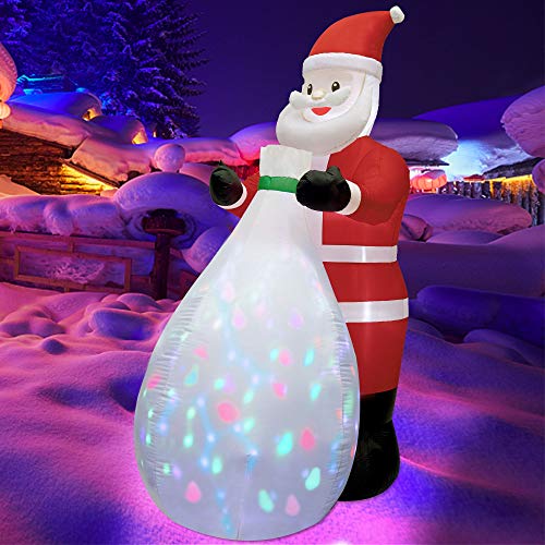 Twinkle Star Christmas Inflatables Lighted Santa Claus with a Gift Bag, Blow Up Indoor Outdoor Xmas Decor Lawn Yard Garden Decorations - Twinkle Star