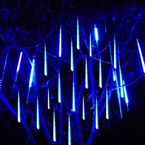 Twinkle Star Meteor Shower Rain Lights, 30cm 8 Tubes 288 LED Valentine Iciclelights Snow Falling Christmas Lights Outdoor Raindrop Lights, Xmas Wedding Party Tree Holiday Decoration, Blue - Twinkle Star