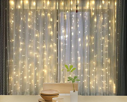 Twinkle Star 600 LED Window Curtain String Light for Wedding Party Home Garden Bedroom Outdoor Indoor Wall, Warm White - Twinkle Star