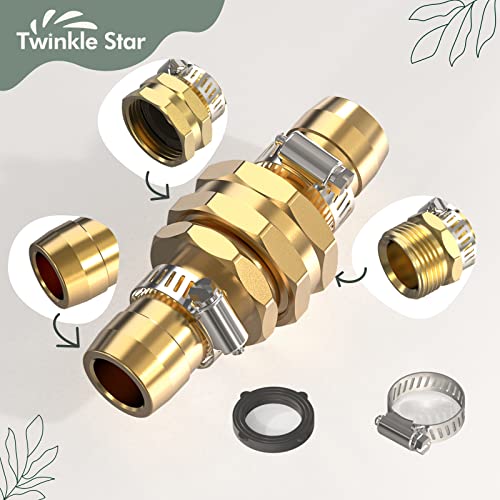 Twinkle Star Garden Hose Repair Connector with Clamps, Male and Female Garden Hose Fittings, 3 Set - Twinkle Star