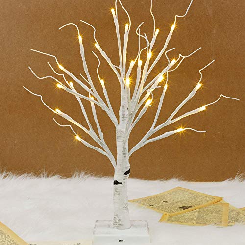 Twinkle Star 24 LED Tabletop Lighted Birch Tree Battery Operated, Thanksgiving Table Decoration Lights for Indoor Christmas Wedding Party Home Bedroom Fall Decoration - Twinkle Star