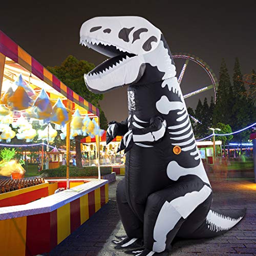 Twinkle Star 8.2FT Halloween Costume Adult Inflatable Skeleton Dinosaur, Tyrannosaurus T-Rex Halloween Decorations Party Fancy Dress Funny Cosplay Jumpsuit White - Twinkle Star