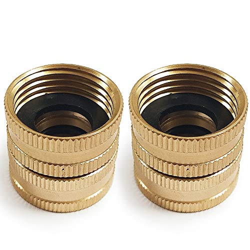 Twinkle Star 2 Pack 3/4" Brass Garden Hose Connector with Dual Swivel for Male Hose to Male Hose, Double Female - Twinkle Star