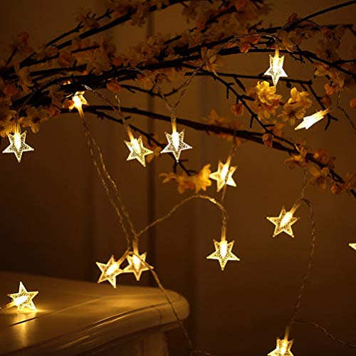 Twinkle Star 40 LED 14 FT Star String Lights Battery Operated, Fairy String Light for Home, Ramadan Party, Christmas, Wedding Party, Garden Decorations, Warm White - Twinkle Star