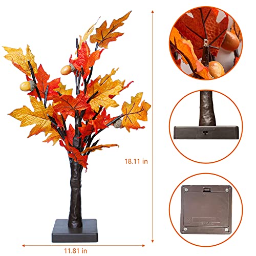 Twinkle Star 24 LED Tabletop Lighted Maple Tree Battery Operated, Thanksgiving Table Decoration Lights, Maple Leaves and Acorn Autumn Tree for Indoor Home Bedroom Fall Decorations - Twinkle Star