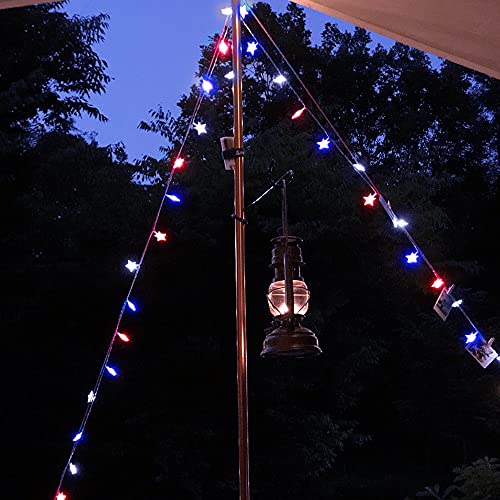 Twinkle Star 100 LED Star String Lights, Plug in Fairy String Lights Waterproof, Extendable for Indoor, Outdoor, Wedding Party, Christmas Tree, New Year, Garden Decoration, Red & Blue & White - Twinkle Star