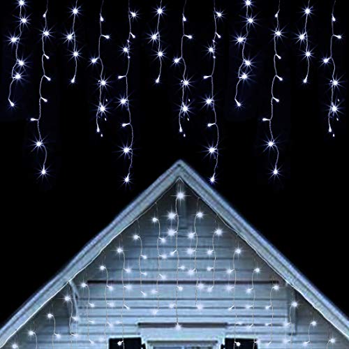 Twinkle Star 360 LED Christmas Icicle Lights Outdoor Dripping (Cool White) - Twinkle Star