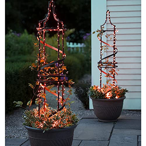 Twinkle Star 2 Pack Outdoor Solar String Lights, 39.4 FT 120 LED Solar Powered Decorative Fairy Lights with 8 Modes, Waterproof Black Wire Light for Thanksgiving Patio Yard Trees Party, Orang - Twinkle Star