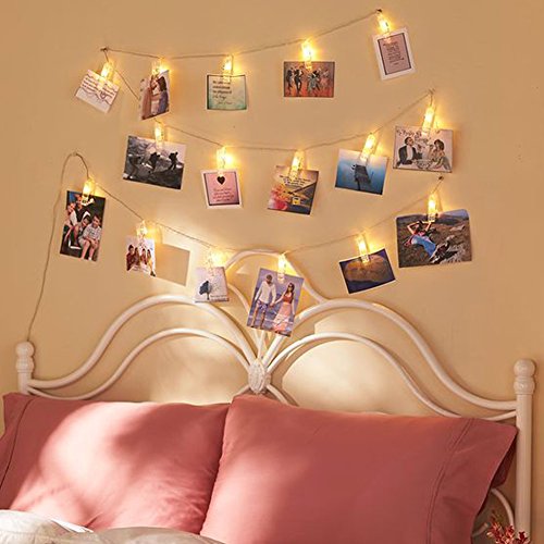 Twinkle Star 10 ft 20 LED Photo Clips String Lights Battery Operated Fairy String Lights with Clips for Hanging Pictures, Cards, Artwork - Twinkle Star