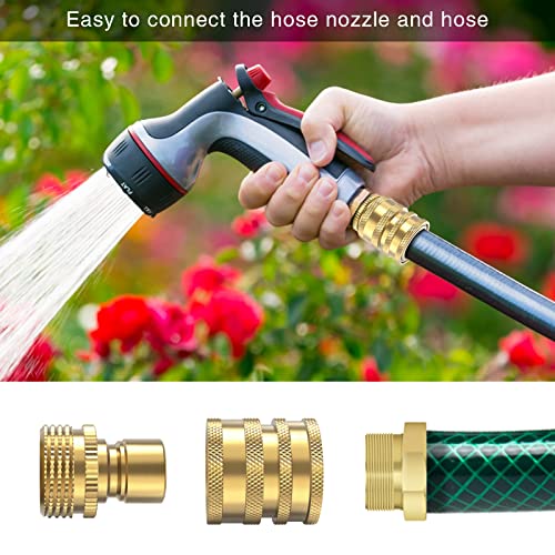 Twinkle Star Heavy Duty 3/4 Garden Hose Quick Connect Fittings, Water Lock Splitter, Sink Spigot Connectors, No Leak Connection, 2 Adapters Included - Twinkle Star