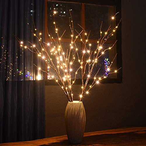 Twinkle Star 150 LED Lighted Brown Willow Branches 32 Inch 3 Pack Artificial Branches Plug in for Indoor Outdoor Christmas Wedding Party Home Decoration (Vase Excluded) - Twinkle Star