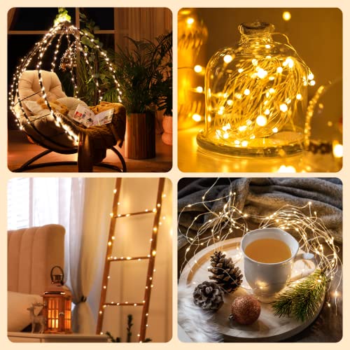 Twinkle Star 33FT 100 LED Silver Wire Fairy String Lights for Christmas Wedding Party Home Holiday Decoration,Battery Operated, Warm White, Pack of 1 - Twinkle Star