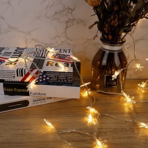 Twinkle Star 100 LED Christmas Snowflake String Lights, 49 FT Plug in Fairy Light Waterproof, Extendable for Indoor Outdoor Holiday Wedding Party, Xmas Tree, New Year, Garden Decorations (War - Twinkle Star