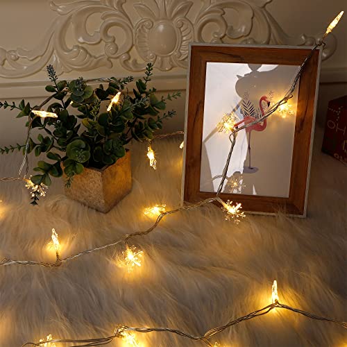 Twinkle Star 100 LED Christmas Snowflake String Lights, 49 FT Plug in Fairy Light Waterproof, Extendable for Indoor Outdoor Holiday Wedding Party, Xmas Tree, New Year, Garden Decorations (War - Twinkle Star