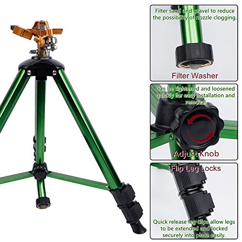 Twinkle Star Impact Sprinkler on Tripod Base, Quick Connector and Product Adapter Set, 360 Degree Coverage, 2 Pack - Twinkle Star