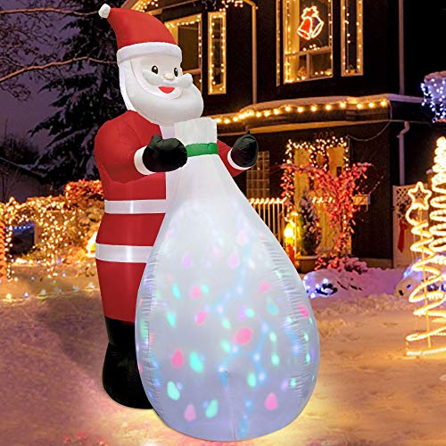 Twinkle Star Christmas Inflatables Lighted Santa Claus with a Gift Bag, Blow Up Indoor Outdoor Xmas Decor Lawn Yard Garden Decorations - Twinkle Star