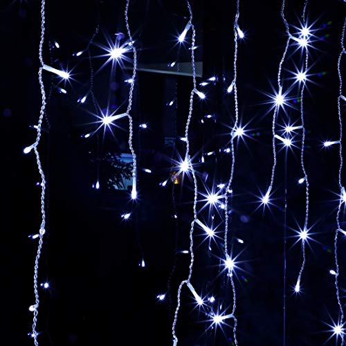 Twinkle Star 360 LED Christmas Icicle Lights Outdoor Dripping (Cool White) - Twinkle Star