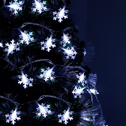 Twinkle Star 100 LED Christmas Snowflake String Lights, 49 FT Plug in Fairy Light Waterproof, Extendable for Indoor Outdoor Holiday Wedding Party, Xmas Tree, New Year, Garden Decorations (Whi - Twinkle Star