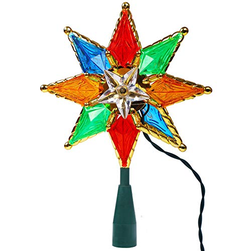 Twinkle Star Lighted Christmas Tree Topper, Colorful 8-Point Star Xmas Star Treetop with 10 Incandescent Fairy Mini Lights, Holiday Christmas Tree Decorations - Twinkle Star