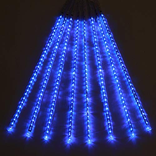 Twinkle Star Meteor Shower Rain Lights, 30cm 8 Tubes 288 LED Valentine Iciclelights Snow Falling Christmas Lights Outdoor Raindrop Lights, Xmas Wedding Party Tree Holiday Decoration, Blue - Twinkle Star