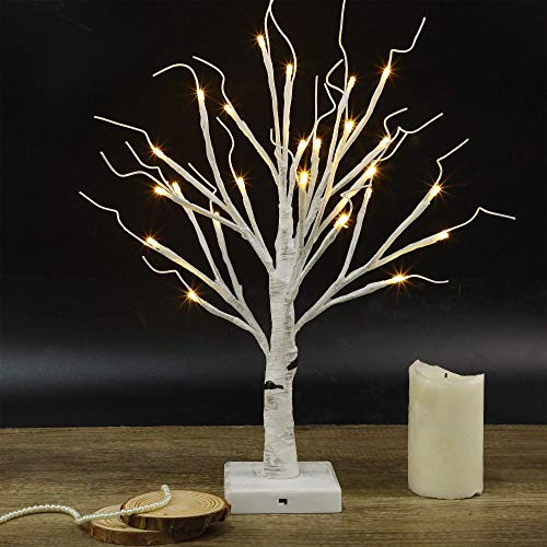 Twinkle Star 24 LED Tabletop Lighted Birch Tree Battery Operated, Thanksgiving Table Decoration Lights for Indoor Christmas Wedding Party Home Bedroom Fall Decoration - Twinkle Star