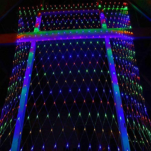 Twinkle Star 360 LEDs Christmas Net Lights, 12ft x 5ft 8 Modes Low Voltage Connectable Mesh Fairy String Lights for Xmas Trees, Bushes, Wedding, Party, Outdoor Garden Decorations (Multicolor) - Twinkle Star