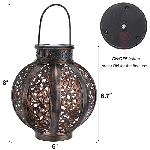 MAGGIFT 2 Pack Hanging Solar Lights,Outdoor Ramadan Solar Lanterns Decorations,Waterproof Hanging Solar Light 6 Lumens,Brown - Twinkle Star