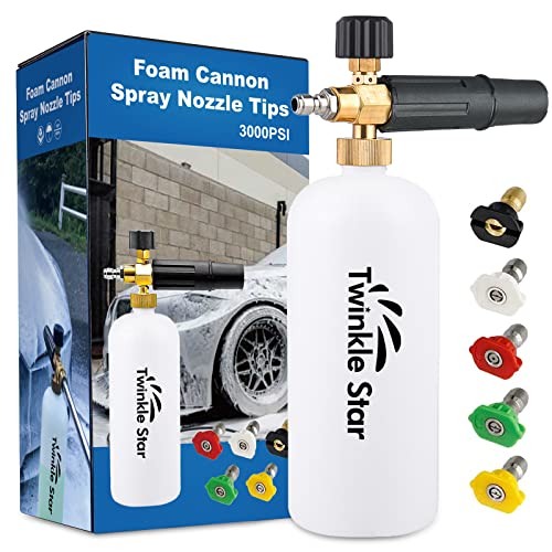 Twinkle Star Foam Cannon 1 L Bottle Snow Foam Lance with 1/4" Quick Connector, 5 Nozzle Tips for Pressure Washer - Twinkle Star