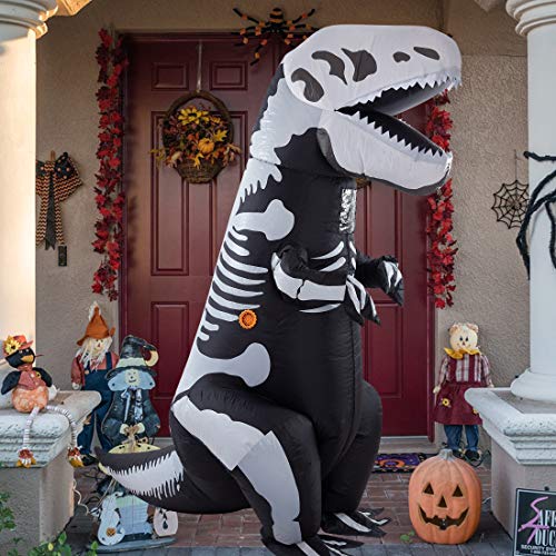 Twinkle Star 8.2FT Halloween Costume Adult Inflatable Skeleton Dinosaur, Tyrannosaurus T-Rex Halloween Decorations Party Fancy Dress Funny Cosplay Jumpsuit White - Twinkle Star