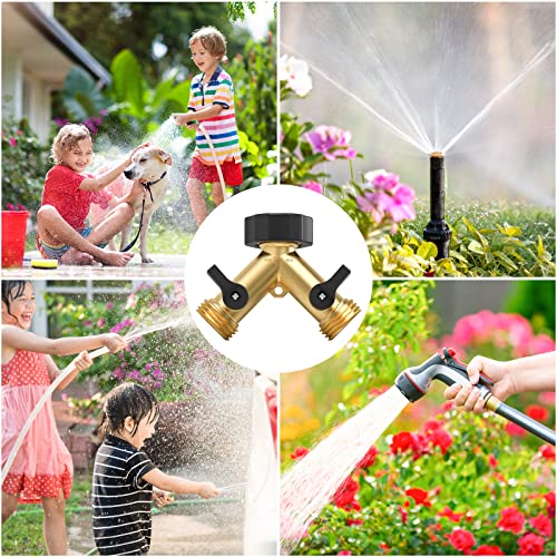 Twinkle Star Garden Hose Splitter 2 Way Heavy Duty, Y Connector Brass Garden Hose Adapter, Hose Bib Splitter with 2 Extra Rubber Washers - Twinkle Star